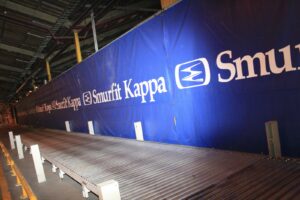 Blue PVC Industrial Partition Curtain with Bespoke Branding