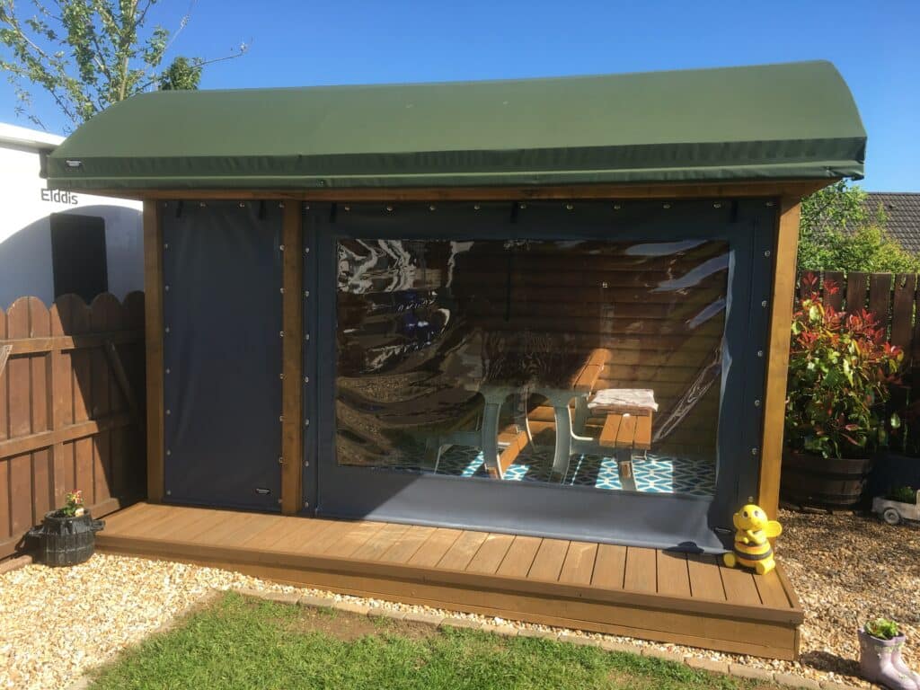 Side Panels for Outside Shed with Seating Area