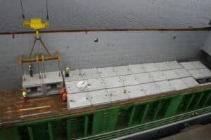 Concrete Moulds on Barge before fitting Concrete Curing Blankets