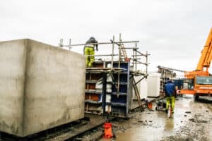 Precast Concrete Blocks before Fitting Concrete Curing Blankets